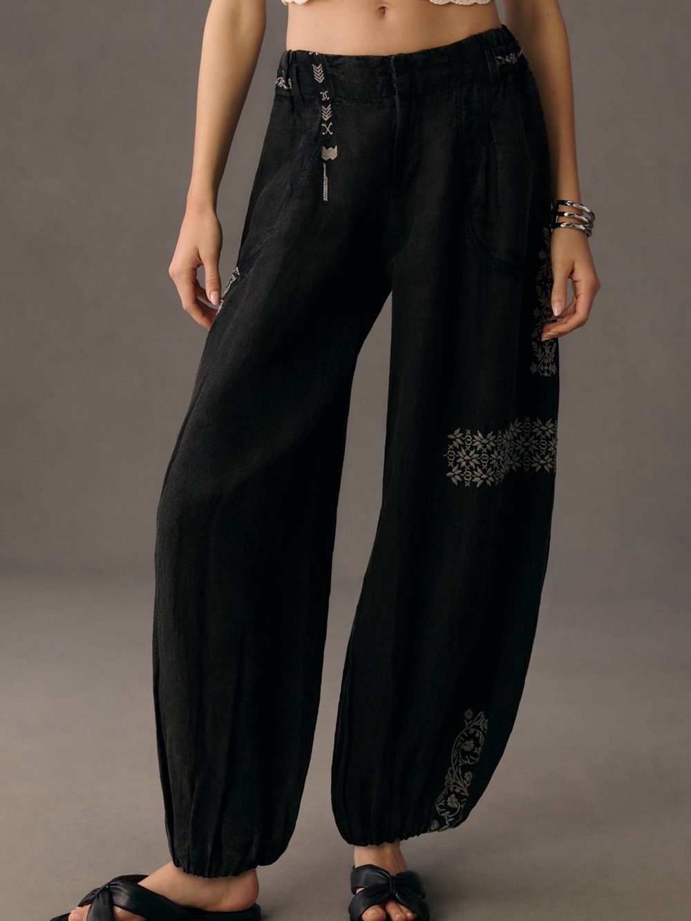 By Anthropologie Embroidered Parachute Pants | Size M